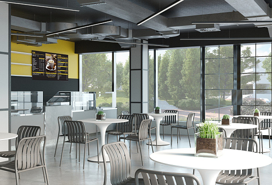 Проект столовой в бизнес-центре "Кластер" Проект столовой в бизнес-центре "Кластер"